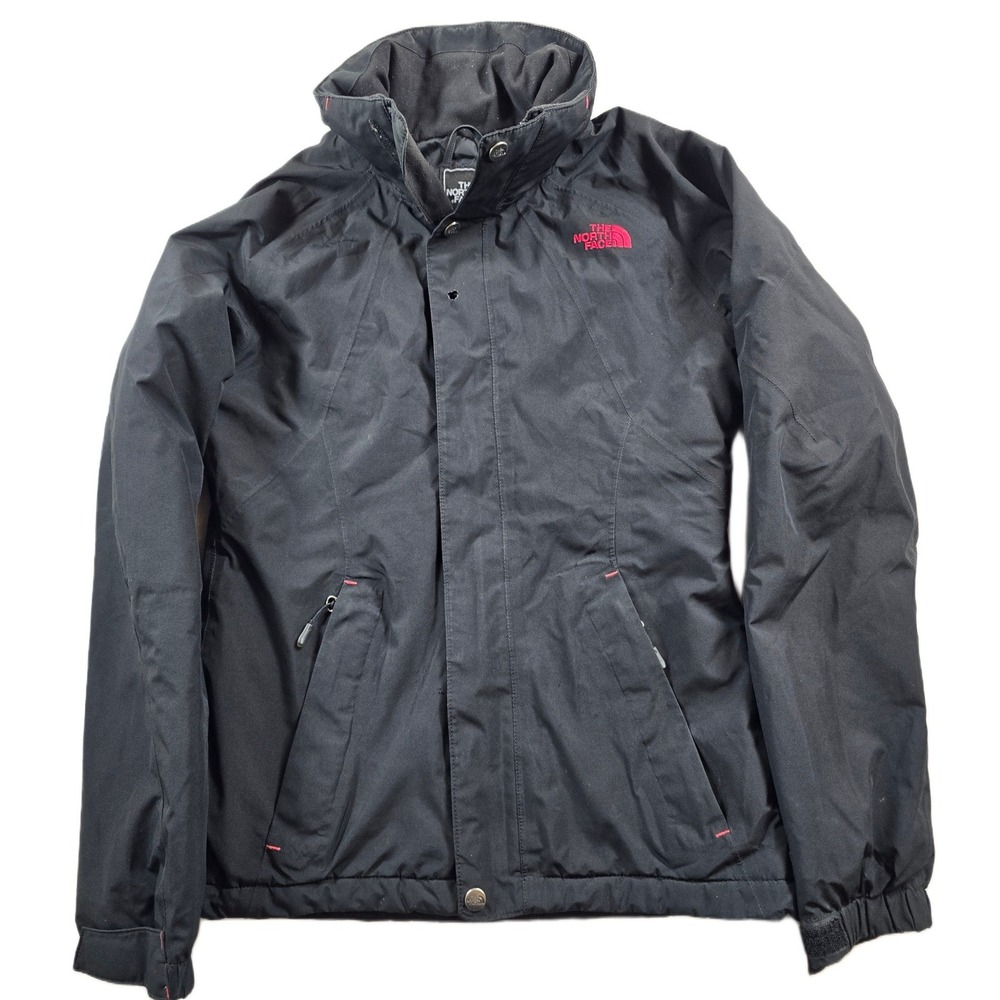 The North Face HyVent Jacket Womens XS Black Pink Logo Insulated Ski Snow Skirt